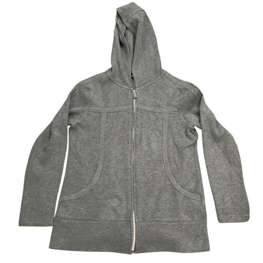 Kirkland Signature Women Grey Full Zip Up Hoodie Sweatshirt Small Pocket 741907